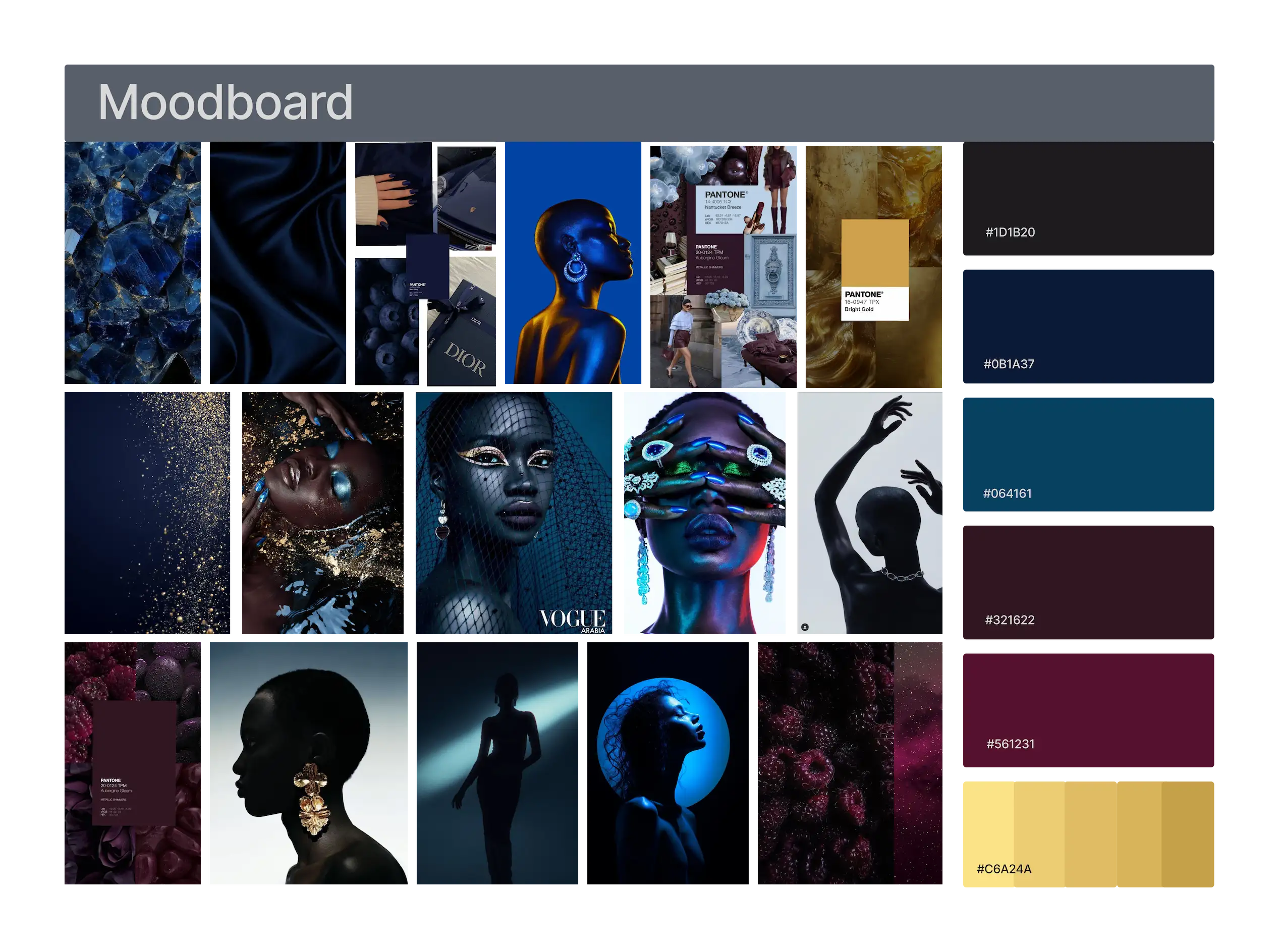 moodboard for Noctéra × Aurelis Midnight Aura collection