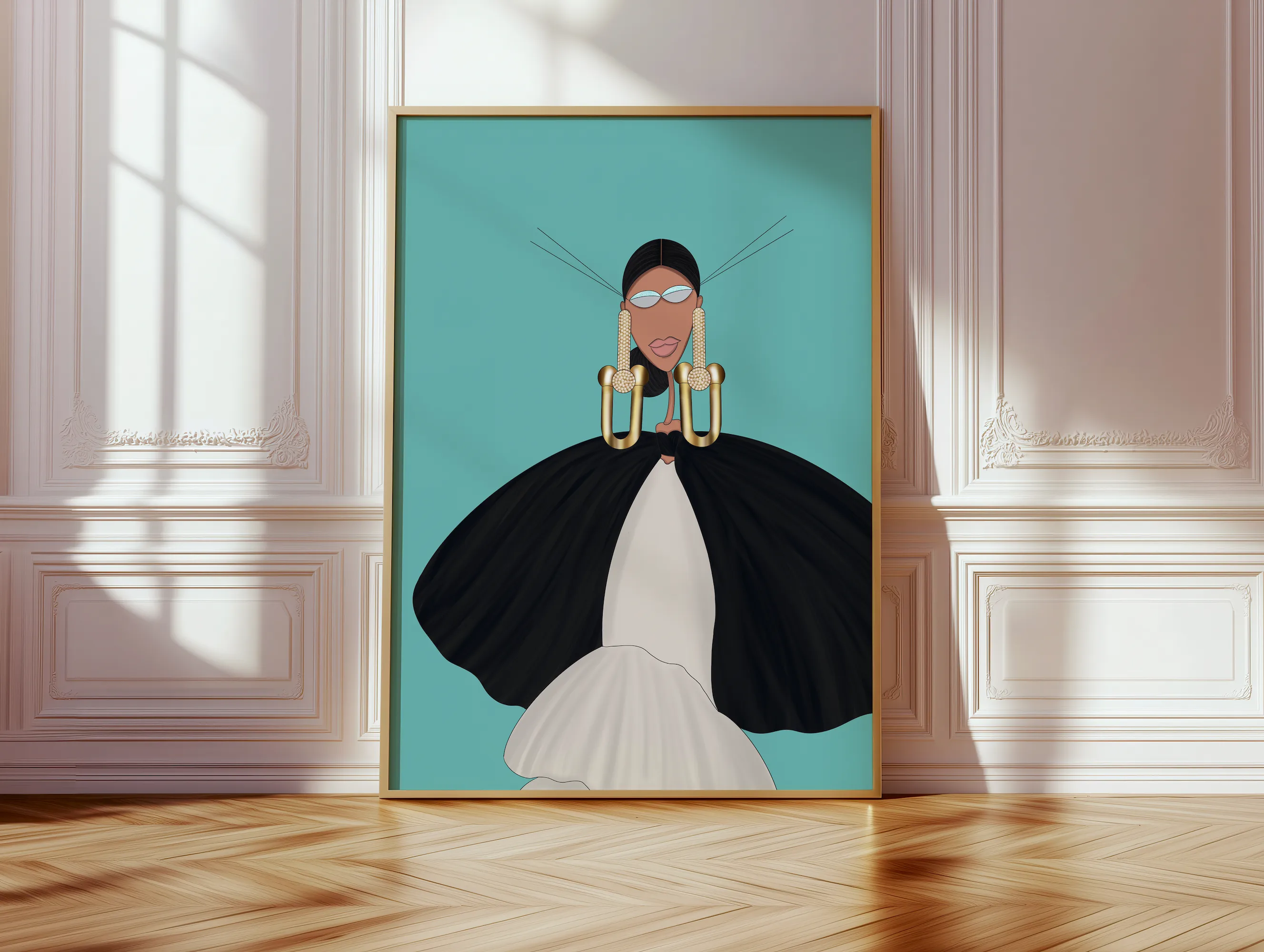Tiffany & Co. illustration concept in a framed print mockup