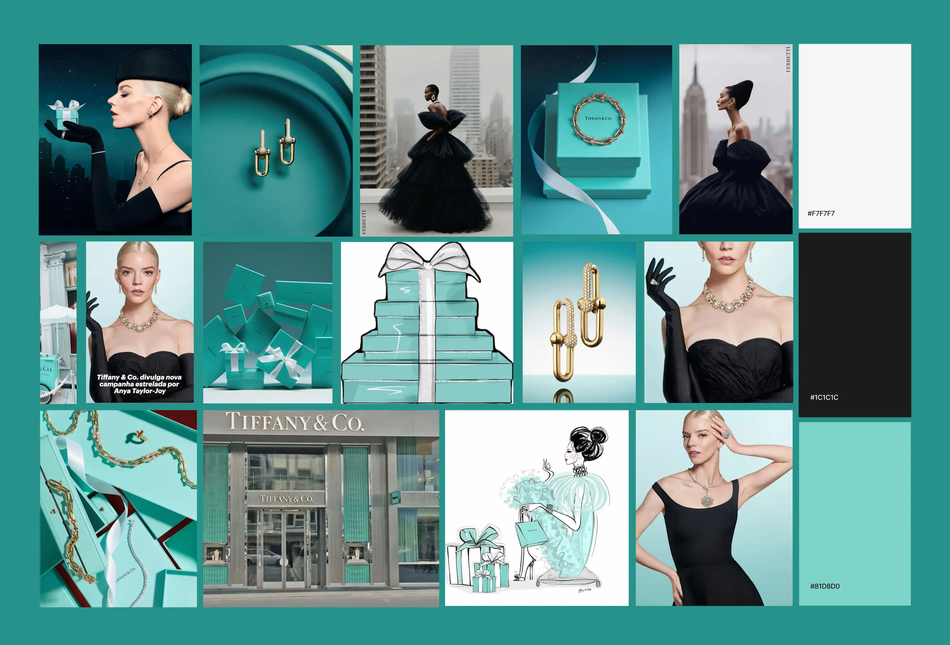 Tiffany & Co. moodboard for illustration concept development
